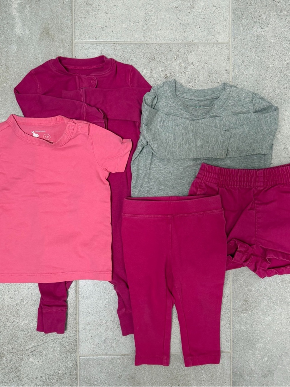 5-piece Baby Bundle from Primary in gray, pink, fucshia